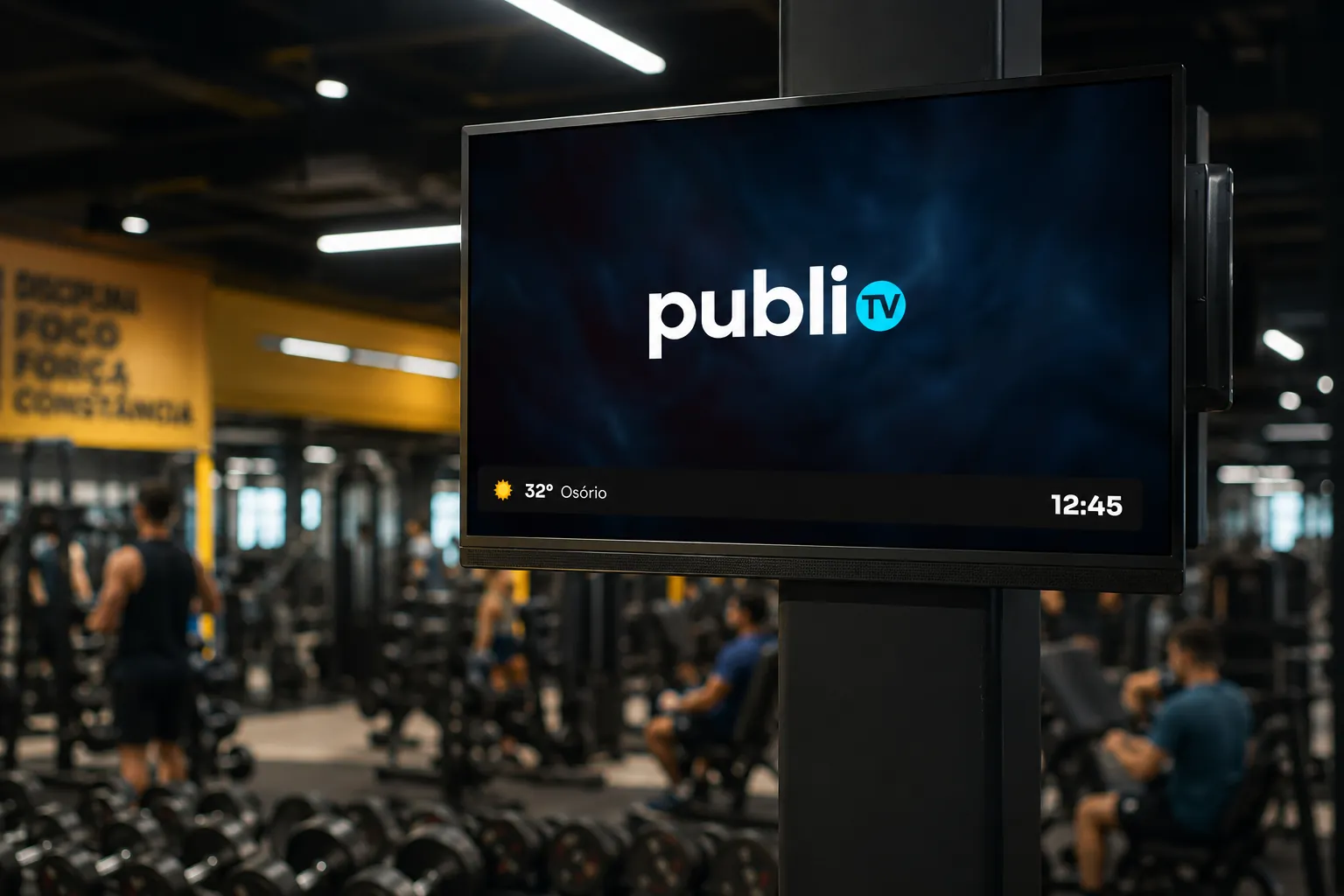 Tela publeTV em academia
